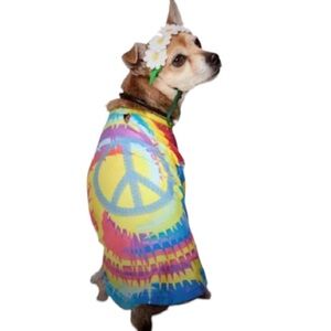 NWT 70’s hippie tie-dye dog cat Halloween costume S
